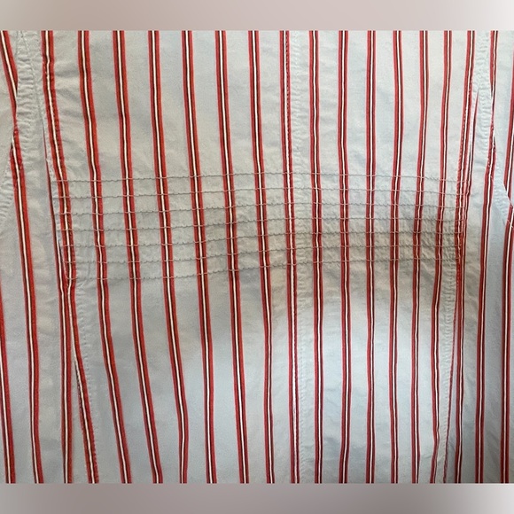 DEREK LAM 10 CROSBY Blue/Red Striped Dress Ruffle Shirtdress Sleeveless - Sz 16 - Picture 10 of 16